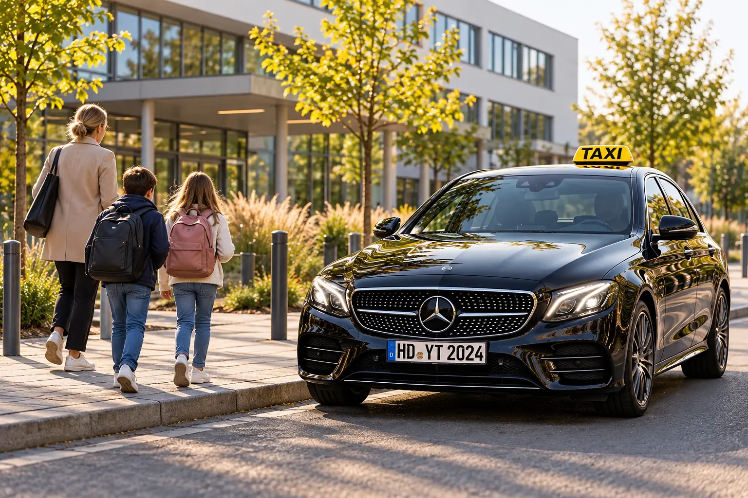 Schülerfahrten Weinheim mit schwarzem Taxi und Kennzeichen HD YT 2024